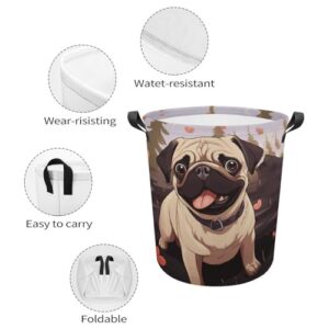 Laundry Hamper Cute Pug Freestanding Laundry Basket Thickened Waterproof Collapsible Clothes Hamper Storage for Clothes Toys Dorm And Family