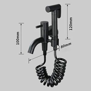 ZLOCYIVHE Bidet Sprayer with Single Cold Water Black Portable Cloth Diaper Washer Shower Sprayer Set Wall Mount Toilet Bidet Attachment Pressure Sprayer,PVC Hose(Stainless Steel Hose)