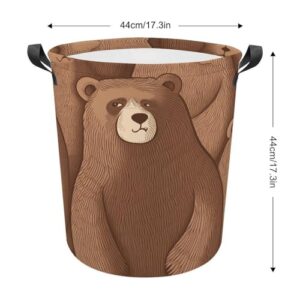 Laundry Hamper Brown Bear Freestanding Laundry Basket Thickened Waterproof Collapsible Clothes Hamper Storage for Clothes Toys Dorm And Family