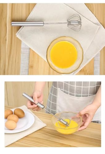 2 Stainless Steel Egg Beaters Household Mini Semi-Automatic Cream Beaters Stainless Steel Egg Beaters Eggs