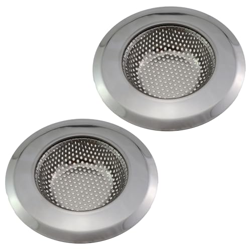 CTWHA 2PCS 4.5 Inch OD Stainless Steel Kitchen Sink Strainer Large Wide Rim Strainer Drain Strainer Suitable for Sink Drainage and Garbage Disposal