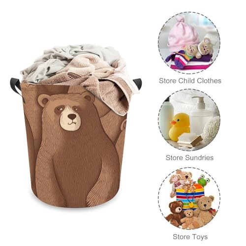 Laundry Hamper Brown Bear Freestanding Laundry Basket Thickened Waterproof Collapsible Clothes Hamper Storage for Clothes Toys Dorm And Family