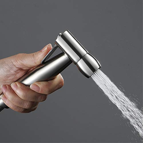 ZLOCYIVHE Handheld Bidet Sprayer Head Stainless Steel Brushed Portable Toilet Bidet Shower Head Bathroom Shower Bidet Tap for Toilet Cleaning, Personal Hygiene, Floor Cleaning,A(B)