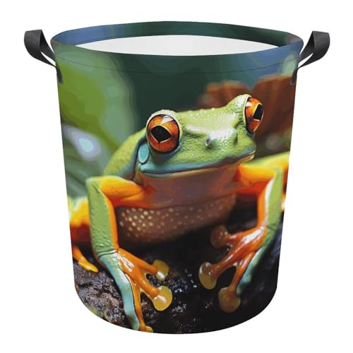 Laundry Hamper Lovely Tree Frogs Freestanding Laundry Basket Thickened Waterproof Collapsible Clothes Hamper Storage for Clothes Toys Dorm And Family