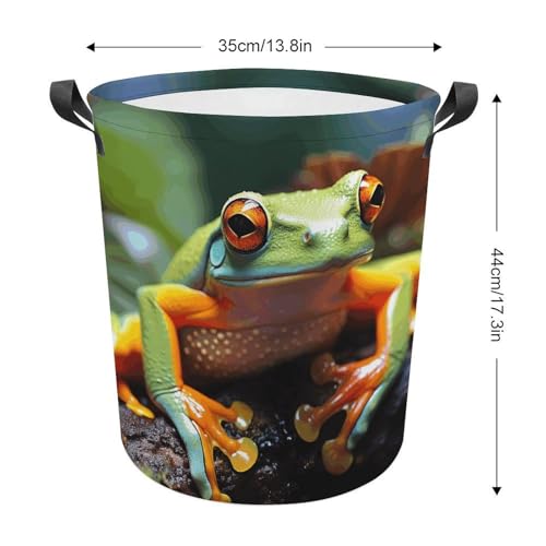 Laundry Hamper Lovely Tree Frogs Freestanding Laundry Basket Thickened Waterproof Collapsible Clothes Hamper Storage for Clothes Toys Dorm And Family