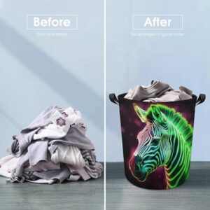 Laundry Hamper Glowing Zebra Freestanding Laundry Basket Thickened Waterproof Collapsible Clothes Hamper Storage for Clothes Toys Dorm And Family