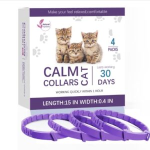 4 Pack Calming Collar for Cats and Kittens,Cat Pheromone Collars for Anxiety Efficient Relieve, Feline Calm Pheromones Collars Cats Stress Relief,Calming Collar for Peeing,Meowing,Fighting,Scratching