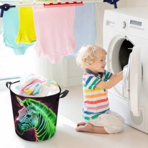 Laundry Hamper Glowing Zebra Freestanding Laundry Basket Thickened Waterproof Collapsible Clothes Hamper Storage for Clothes Toys Dorm And Family