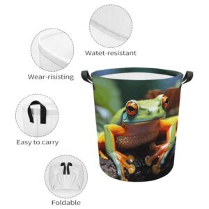 Laundry Hamper Lovely Tree Frogs Freestanding Laundry Basket Thickened Waterproof Collapsible Clothes Hamper Storage for Clothes Toys Dorm And Family