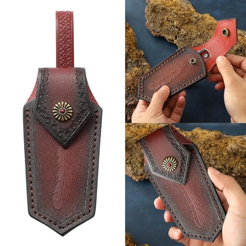 PTILSERY Leather Sheath Foldable Knife Pouches Foldable Knife Holsters Foldable Knife Sheath for Camping Outdoor Activity