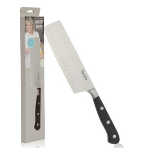 martha stewart carverton 6" nakiri knife, high carbon stainless steel kitchen knives w/black triple riveted handle