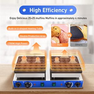 Mini Dutch Pancake Baker, 1.8" 50PCS 1700W Commercial Electric Nonstick Waffle Maker Machine,1.8 Inches Pancake Maker Machine Dutch Grill For Home Kitchen Restaurant Snack Dessert