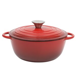 gibson home addlestone 2.65 quart enamel cast iron dutch oven - red