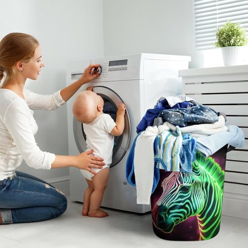 Laundry Hamper Glowing Zebra Freestanding Laundry Basket Thickened Waterproof Collapsible Clothes Hamper Storage for Clothes Toys Dorm And Family