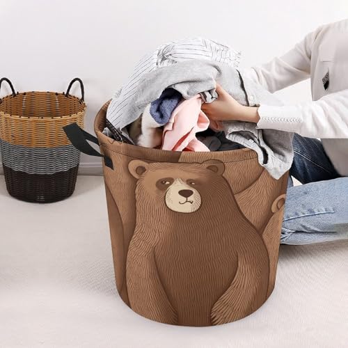 Laundry Hamper Brown Bear Freestanding Laundry Basket Thickened Waterproof Collapsible Clothes Hamper Storage for Clothes Toys Dorm And Family