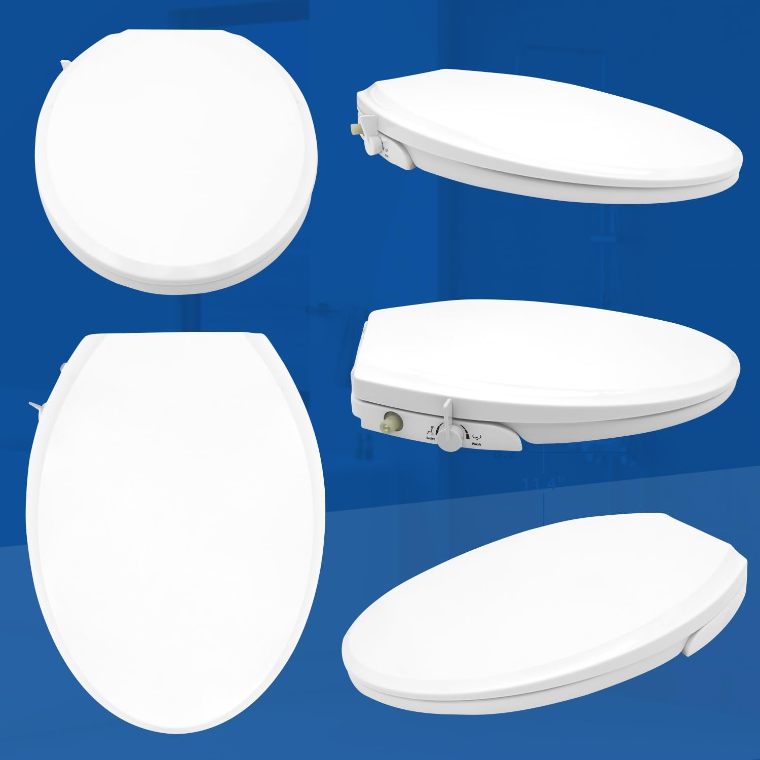 Non-Electric Bidet Toilet Seat, Elongated Swash Dual Nozzle System Seat with Adjustable Ambient Water, Easy Installation, White Bidet Attachment, Fit for Bathroom Toilet.