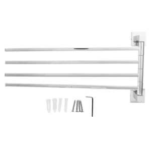 bathroom towel hanger stainless steel 180° rotatable space saving design bathrobe holder wall mounted storage (250255 movable four rod - chrome plated)