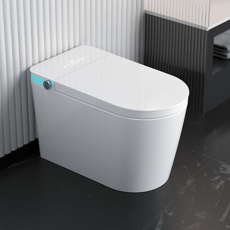 Elongated Smart Toilet with Bidet Built in, with Heated Seat，Adjustable Warm Water Washing and Air Drying, Foot Sensor,Remote and Voice Control One Piece Toilet Bidet for Bathrooms