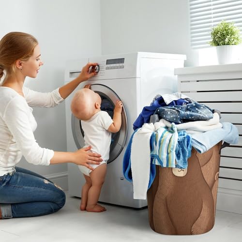 Laundry Hamper Brown Bear Freestanding Laundry Basket Thickened Waterproof Collapsible Clothes Hamper Storage for Clothes Toys Dorm And Family