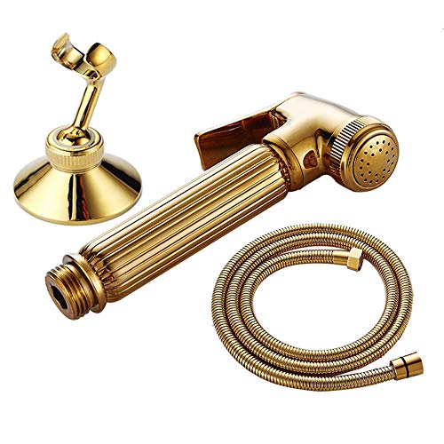 ZLOCYIVHE Bidet Sprayer Faucet Set with Cold Water Brass Handheld Toilet Bidet Attachment Pressure Sprayer Wall Mount Single Handle Bidet Spray Set for Personal Hygiene,Antique(Gold)