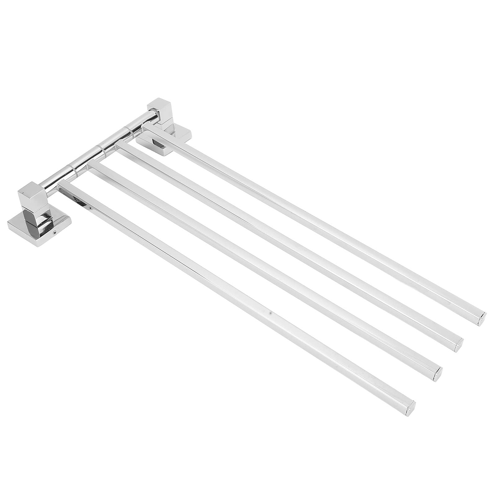 Bathroom Towel Hanger Stainless Steel 180° Rotatable Space Saving Design Bathrobe Holder Wall Mounted Storage (250255 Movable Four Rod - Chrome Plated)