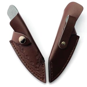 3PCS Leather Knife Sheath, Knife Case for Belt with Snap Closure Fits for Outdoor Fixed Knife