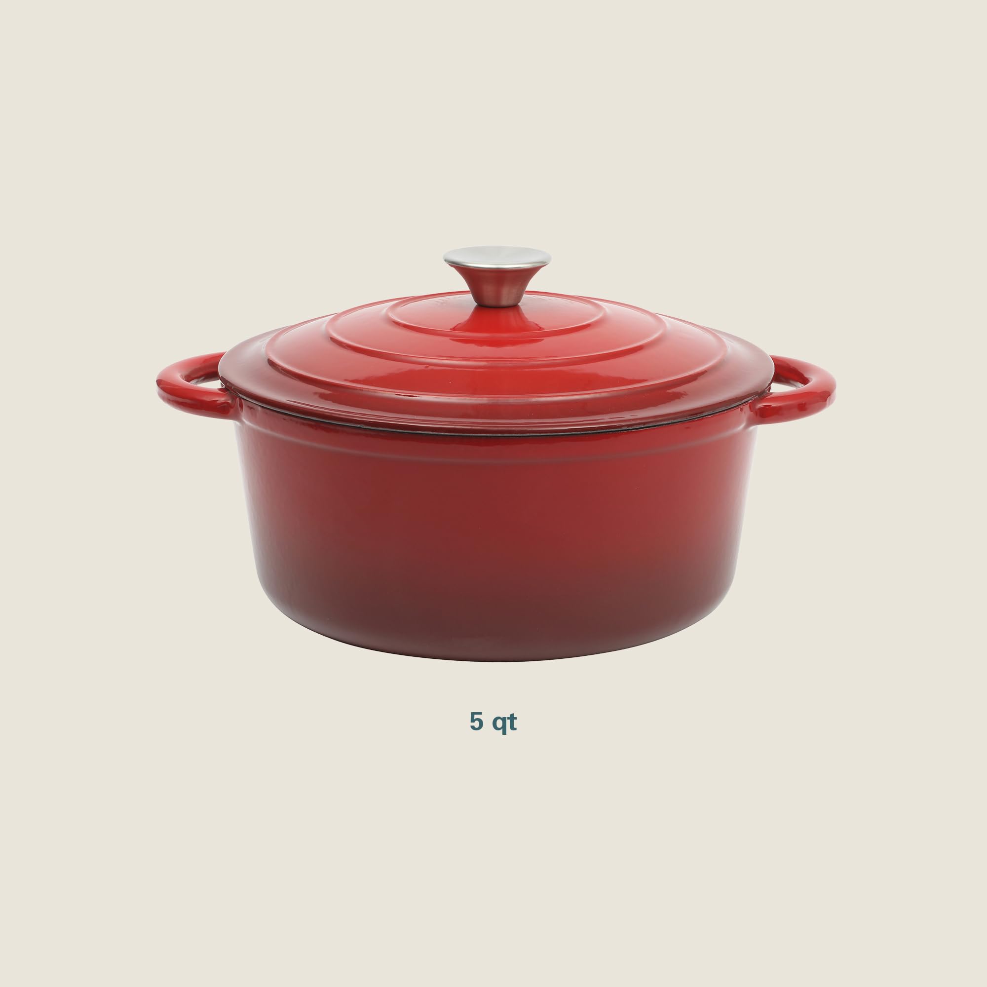 Gibson Home Addlestone 5 Quart Enamel Cast Iron Dutch Oven - Red