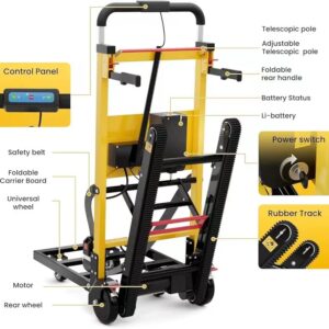 Electric Stair Climbing Dolly, 440lbs Load Capacity, Foldable Electric Stair Climbing Hand Trucks with 6 Wheels, Powered Stair Climber Dolly Cart for Warehouse Logistics Distribution