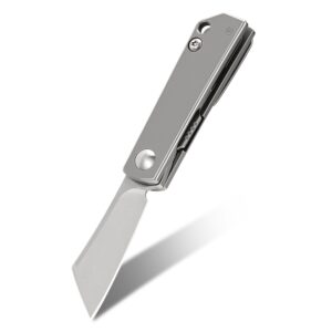 keyunity kk10xs titanium flipper folding pocket knife with liner lock, pocket clip for every day carry