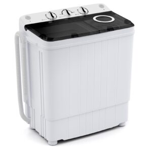 giantex portable washing machine, 17.6lbs compact washer spinner combo with pump drain, twin tub 11lbs wash & 6.6lbs spin, lavadoras portatiles for apartment rv dorm college (white & black)