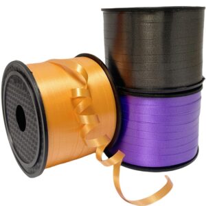 lacnny 3 pack 100 yards assorted colors curling ribbon,balloon string for crafts, balloon ribbon, curly ribbon for birthday party decorating crafting orange black purple