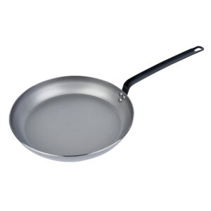 restaurantware met lux 14 inch fry pans, 6 no-stick frying pans - induction-ready, triple-riveted, silver carbon steel cooking skillets, durable, for searing, sauteing, and browning food