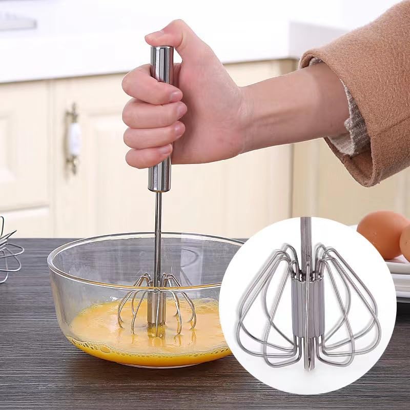 2 Stainless Steel Egg Beaters Household Mini Semi-Automatic Cream Beaters Stainless Steel Egg Beaters Eggs