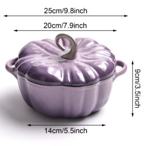 Hgjgwqh Pumpkin Dutch Oven, Pumpkin Cast Iron Dutch Oven, Pumpkin Shape Cooking Pot Enamel Pot with Lid Non-Stick Stew Pot Soup Pot, Saucepan Pot Halloween Thanksgiving Decor Gift,2L