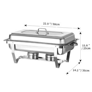 EVGTTI 8 qt Chafing Dish Buffet Set, Stainless Steel Catering Serve Chafer, Rectangular Food Warmer with Full Size Food Pan and Foldable Frame for Party (5-Pack)