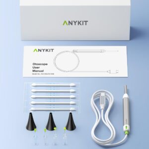 Anykit 3.9 mm Visual Digital Otoscope with 6 LED Lights and Earwax Removal Tool for Adults & Children, Compatible with iPhone & Android