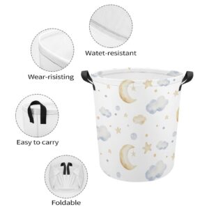 velumair Cartoon Cloud Laundry Hamper Moon Star Hampers for Laundry Clothes Basket Laundry Organizer for Kids Bedroom Bathroom