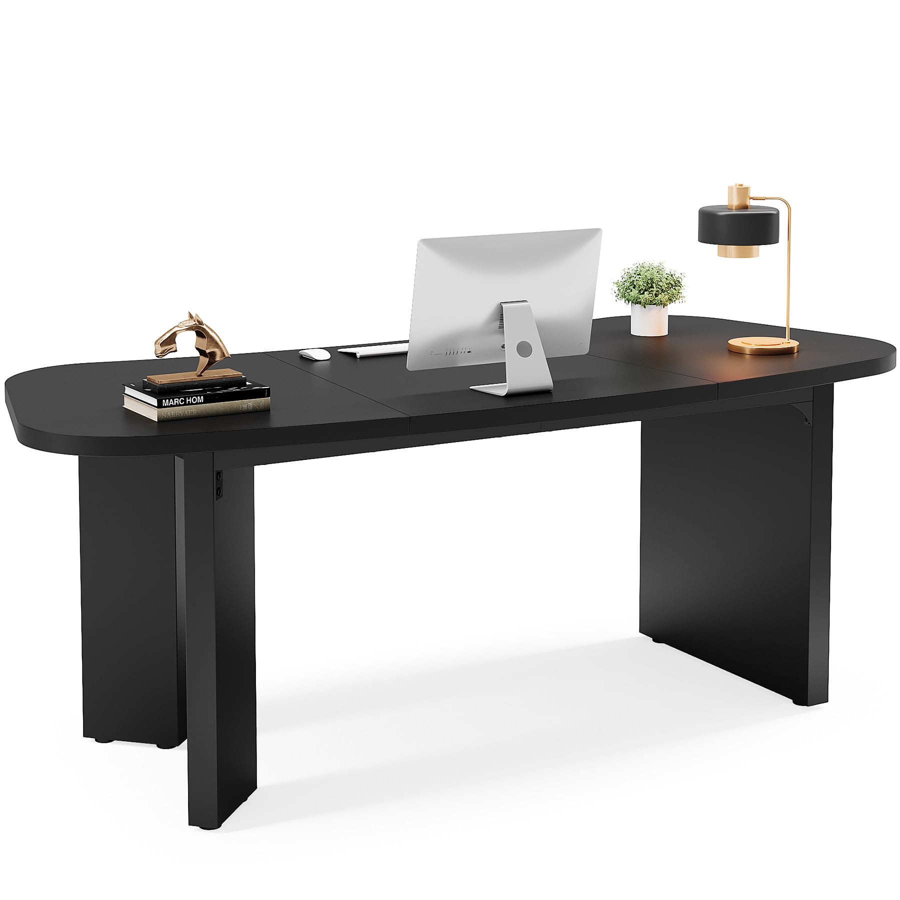 Tribesigns 70.8" Executive Desk, Large Computer Office Desk Workstation, Modern Simple Business Writing Table for Home Office with Sturdy Legs, Black