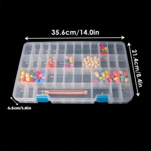 24 Grids Clear Plastic Organizer Box with Adjustable Dividers, Large Bead Storage Box, Craft Storage Container for Art DIY, Crafts Jewelry, Rock Collection, Fishing Tackles, 2 Pack