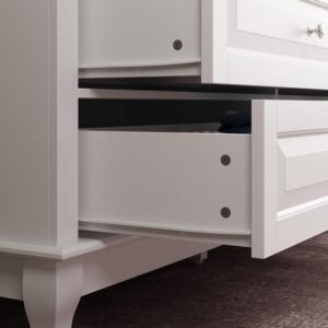 MOUMON Chest of Drawers 9 Drawer Dresser, Modern Contemporary Dresser with Sliver Handles, 9 Drawer Cabinet with Wooden Legs, White Dresser for Bedroom 55.1”W x 15.7”D x 37”H