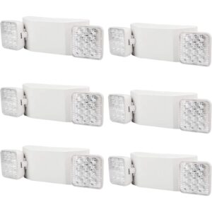 vtyxctigj commercial emergency light, ul certified, white emergency light fixture with 2 led square heads adjustable & backup batteries exit lighting (6 pack)