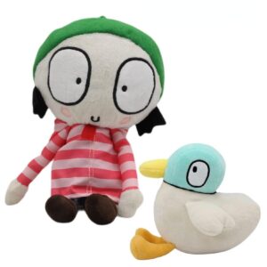 itpz the little girl and good duck plush toy,sarah and duck pillow for kids’room decor,gift for animation fans and kids birthday