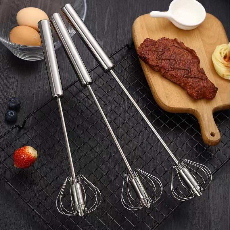 2 Stainless Steel Egg Beaters Household Mini Semi-Automatic Cream Beaters Stainless Steel Egg Beaters Eggs