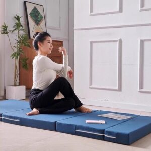 3" Thick Foldable Mattress High Density Foam Floor Guest Bed with Non-Slip Bottom,Single/Twin/Queen/King Size Folding Mattress Portable Travel Camping Mattress (Blue,31"x79"x3")