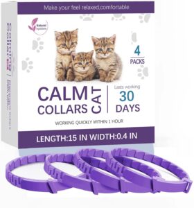 4 pack calming collar for cats and kittens,cat pheromone collars for anxiety efficient relieve, feline calm pheromones collars cats stress relief,calming collar for peeing,meowing,fighting,scratching