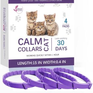 4 Pack Calming Collar for Cats and Kittens,Cat Pheromone Collars for Anxiety Efficient Relieve, Feline Calm Pheromones Collars Cats Stress Relief,Calming Collar for Peeing,Meowing,Fighting,Scratching