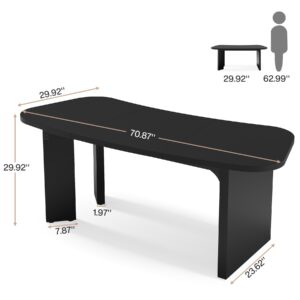 Tribesigns 70.8" Executive Desk, Large Computer Office Desk Workstation, Modern Simple Business Writing Table for Home Office with Sturdy Legs, Black