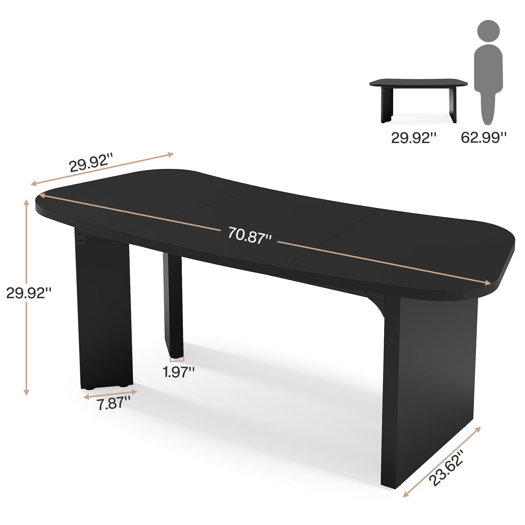 Tribesigns 70.8" Executive Desk, Large Computer Office Desk Workstation, Modern Simple Business Writing Table for Home Office with Sturdy Legs, Black