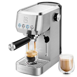 CASABREWS Professional Espresso Maker Cappuccino Machine with Steam Milk Frother & 51mm Bottomless Portafilter with Filter Basket and Puck Screen