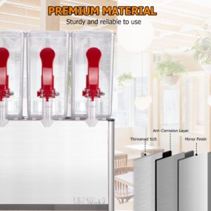 Commercial Beverage Dispenser, 3 Tanks 7.93 Gallon 30L Commercial Juice Dispenser, 10 Liter Per Tank, 320W Stainless Steel Food Grade Ice Tea Drink Dispenser with Thermostat Controller